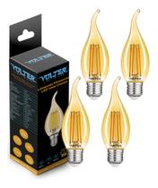 Kit 4 Lampada Led Filamento Vela Chama 4w E14 2200k 360lm Kit 4 Lampada Led Filamento Vela Chama 4w E14 2200k 360lm