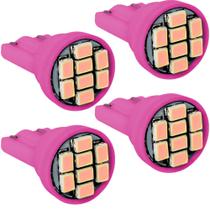 Kit 4 Lâmpadas 8 Led T10 W5w Pingo Colorida 12v 5 Watts Rosa
