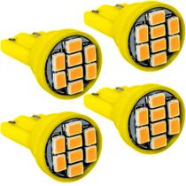 Kit 4 Lâmpadas 8 Led T10 W5w Pingo Colorida 12v Amarela