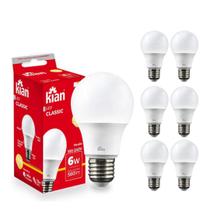 Kit 4 Lampadas de Led Bulbo 6w 3000k Bivolt E27 Branco Quente Amarelo Morno para Casa Econômica