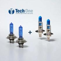 Kit 4 Lampadas Farol Super Branca H1 H7 8500k Original TechOne 12v 55w 8500K