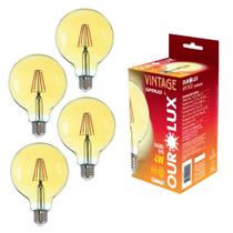 Kit 4 Lâmpadas Filamento Retrô Vintage Âmbar Branco Quente