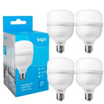 Kit 4 Lâmpadas LED 50W Elgin Super Bulbo E27 6500K Alta Potência Branca Fria Econômica