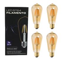 Kit 4 Lâmpadas Led Filamento ST64 4W 2200K Retrô Vintage Delis Kit 4 Lâmpadas Led Filamento ST64 4W 2200K Retrô Vintage Delis