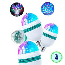 Kit 4 Lâmpadas LED Giratória RGB Luz Colorida Festa Casamento 15 anos Balada Globo 611 - NEHC