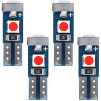 Kit 4 Lâmpadas Led T5 W3W Canbus Iluminação 12v Vermelho