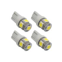 Kit 4 Lâmpadas Pingo T10 5 LEDs 5W W5W 12V Branca 6000K Super Branca Carro Placa Teto Farol