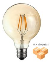 Kit 4 Lâmpadas Retrô Led G80 4W Bivolt