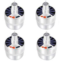 KIt 4 Lâmpadas Solar Emergência Recarregável Bulbo Portátil