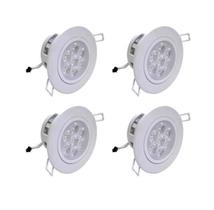 Kit 4 Lâmpadas Spot Led 5W Embutir Redonda Bco Frio Bivolt