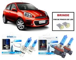 Kit 4 Lampadas Super Brancas Farol Alto/Baixo/Milha Modelo H4 H11 Nissan March ano 2011 em Diante Kit 4 Lampadas Super Brancas Farol Alto/Baixo/Milha Modelo H4 H11 Nissan March ano 2011 em Diante