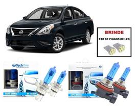 Kit 4 Lampadas Super Brancas para Farol Alto / Baixo e Milha Modelo H4 e H11 para Nissan Versa