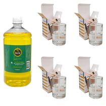 Kit 4 Lamparina Cilíndrica + 1 L Fluido Citronela - Bistrot