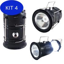 Kit 4 Lampião Solar Luminária Recarregável Usb Lanterna