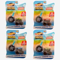 Kit 4 Lançadores de Carrinhos Hot Wheels Monster Trucks