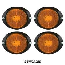 Kit 4 Lanternas Carreta Âmbar Lateral BiVolt Com Flange