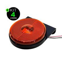 Kit 4 Lanternas Lateral Carreta LED Âmbar Laranja 85mm com Suporte com Fio 12V 24V
