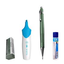 Kit 4 Lapiseira BOHO Verde 0.7 +Borracha +Grafite + Vista Az