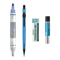 Kit 4 Lapiseira NEON 0.5mm AZ +Borracha +Grafite + Lumini Ex