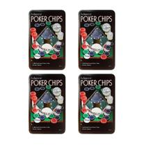 Kit 4 Latas Poker Chips Com 100 Fichas + 1 Ficha Dealer Cada