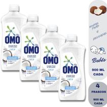 Kit 4 Lava Roupas Omo Roupas Finas e Delicadas - Sabão Líquido Coco 900Ml