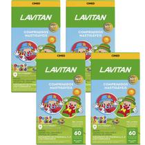 Kit 4 Lavitan Patati Patata Vitamina Infantil Sabor Mix de Sabores Cimed c/60 Comprimidos