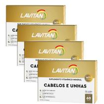 Kit 4 Lavitan Vitamina Cabelos e Unhas Com 60 Cápsulas