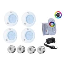 Kit 4 Led 6w Rgb Brustec Nicho Alvenaria Comandofonte 12v