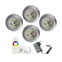 KIT 4 LED 9W RGB + CENTRAL E FONTE 12v P/ ILUMINAÇÃO PISCINA