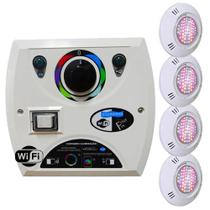 Kit 4 LED Piscina RGB Colorido SMD 9W + Central Wifi Sodramar