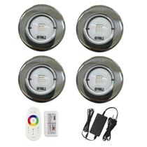 KIT 4 Led Rgb 10w Inox Premium Iluminação Piscina 12V