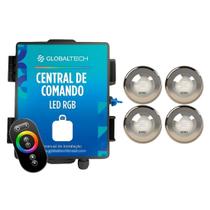 Kit 4 LED RGB 20W + Central de Comando Globaltech 120W