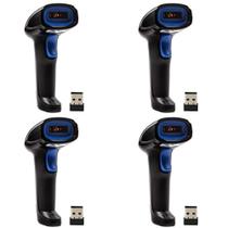 kit 4 Leitor Scanner De Códigos De Barras Sem Fio LASER Wireless USB Alta Precisão