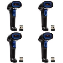 kit 4 Leitor Scanner De Códigos De Barras Sem Fio LASER Wireless USB Alta Precisão
