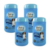 Kit 4 Lenços Umedecidos Macho Pet Clean para Cães e Gatos - 75 Unidades