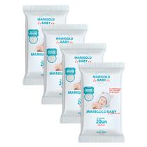 Kit 4 Lenços Umedecidos Marigold Pocket Rosa ou Azul C/ 20 Un