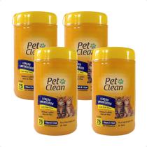 Kit 4 Lenços Umedecidos Pet Clean para Gatos - 75 Unidades