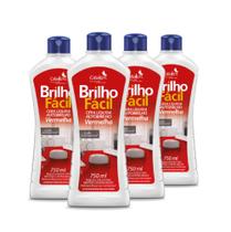 Kit 4 Líquida Cera Autobrilho Brilho Fácil vermelha 750mL