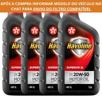 Kit 4 Litros Óleo de Motor Havoline Superior 20W-50 API SL