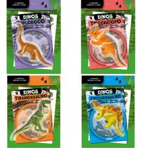 Kit 4 Livro Dinos Diplodoco Tricerátopo Estegossauro Tiranossauro Com Brinquedo E Adesivos Kit 4 Livro Dinos Diplodoco Tricerátopo Estegossauro Tiranossauro Com Brinquedo E Adesivos