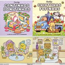 Kit 4 Livros de Colorir (Cozy Cuties) Cantinhos Bonitinhos - Criaturas Fofinhas - Dias Calmos - Dias Felizes