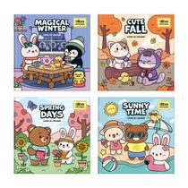 Kit 4 Livros de Colorir Seasons Tilibra Cute & Relax Estações Pintura Capa Dura com 46 Folhas Kit 4 Livros de Colorir Seasons Tilibra Cute & Relax Estações Pintura Capa Dura com 46 Folhas