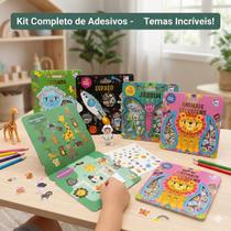Kit 4 Livros Infantis de Atividades e Adesivos - 21x21cm Educativo Kit 4 Livros Infantis de Atividades e Adesivos - 21x21cm Educativo