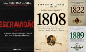 Kit 4 Livros Laurentino Gomes Escravidao 1808 + 1889 + 1822