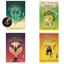 Kit 4 Livros, O ladrao de raios Vol.1+ O mar de monstros Vol.2+ A maldição do titã Vol.3+ A batalha do labirinto Vol.4