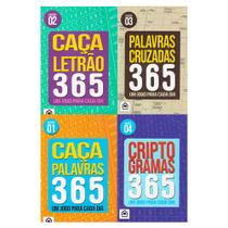 Kit 4 Livros Passatempos 365 Caça Palavras Caça Letrão Criptograma Palavras Cruzadas, 1152 Páginas - Editora Fernando