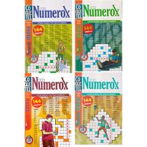 Kit 4 Livros Passatempos Coquetel Com Números Numerox Nível Médio Coletânea 144 Páginas