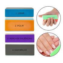 Kit 4 Lixa Bloco 4 Faces Polimento Brilho Modelar Lixar Unha