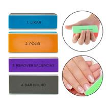 Kit 4 Lixa Bloco 4 Faces Polimento Brilho Modelar Lixar Unha