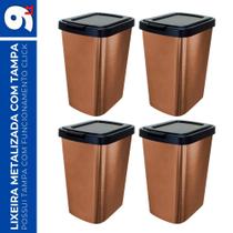 Kit 4 Lixeira 9L Metalizado c/ Tampa Click Banheiro Cozinha Kit 4 Lixeira 9L Metalizado c/ Tampa Click Banheiro Cozinha